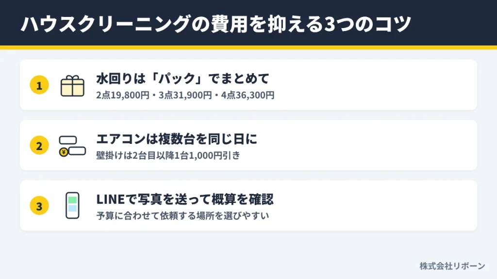 ハウスクリーニングの費用を抑える3つのコツ